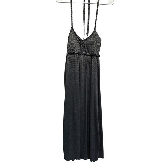 Soybu Women Halter Top Maxi Dres Black Grey Stripes Resort Cruise Beach - Picture 1 of 12